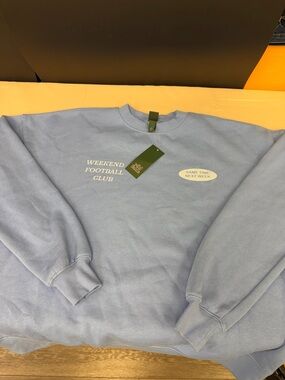 Wild Fable Weekend Football Club Light Blue Crewneck Sweatshirt size XXS new